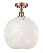  516-1C-AC-G1216-12WM - White Mouchette - 1 Light - 12 inch - Antique Copper - Semi-Flush Mount