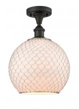  516-1C-OB-G121-10CSN - Farmhouse Chicken Wire - 1 Light - 10 inch - Oil Rubbed Bronze - Semi-Flush Mount