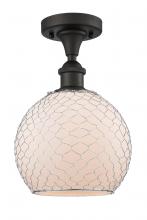  516-1C-OB-G121-8CSN - Farmhouse Chicken Wire - 1 Light - 8 inch - Oil Rubbed Bronze - Semi-Flush Mount