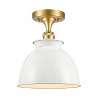  516-1C-SG-M14-W - Adirondack - 1 Light - 8 inch - Satin Gold - Semi-Flush Mount