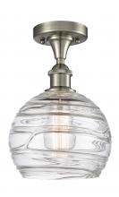  516-1C-SN-G1213-8 - Athens Deco Swirl - 1 Light - 8 inch - Brushed Satin Nickel - Semi-Flush Mount