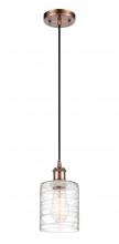  516-1P-AC-G1113 - Cobbleskill - 1 Light - 5 inch - Antique Copper - Cord hung - Mini Pendant
