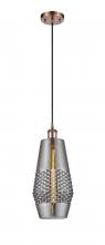  516-1P-AC-G683-7 - Windham - 1 Light - 7 inch - Antique Copper - Cord hung - Mini Pendant