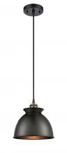  516-1P-BAB-M14-BK - Adirondack - 1 Light - 8 inch - Black Antique Brass - Cord hung - Mini Pendant