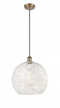  516-1P-BB-G1216-14WM - White Mouchette - 1 Light - 14 inch - Brushed Brass - Cord Hung - Pendant