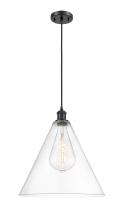  516-1P-BK-GBC-162 - Berkshire - 1 Light - 16 inch - Matte Black - Cord hung - Pendant