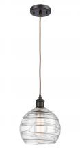  516-1P-OB-G1213-8 - Athens Deco Swirl - 1 Light - 8 inch - Oil Rubbed Bronze - Cord hung - Mini Pendant