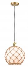  516-1P-SG-G121-10RB - Farmhouse Rope - 1 Light - 10 inch - Satin Gold - Cord hung - Mini Pendant