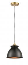  516-1P-SG-M14-BK - Adirondack - 1 Light - 8 inch - Satin Gold - Cord hung - Mini Pendant