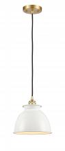  516-1P-SG-M14-W - Adirondack - 1 Light - 8 inch - Satin Gold - Cord hung - Mini Pendant