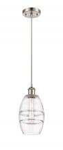  516-1P-SN-G557-6CL - Vaz - 1 Light - 6 inch - Brushed Satin Nickel - Cord hung - Mini Pendant