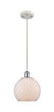  516-1P-WPC-G121-8CSN - Farmhouse Chicken Wire - 1 Light - 8 inch - White Polished Chrome - Cord hung - Mini Pendant