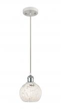  516-1P-WPC-G1216-6WM - White Mouchette - 1 Light - 6 inch - White Polished Chrome - Cord Hung - Mini Pendant