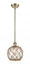  516-1S-AB-G122-8RB - Farmhouse Rope - 1 Light - 8 inch - Antique Brass - Mini Pendant