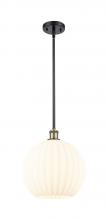  516-1S-BAB-G1217-12WV - White Venetian - 1 Light - 12 inch - Black Antique Brass - Mini Pendant