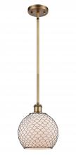  516-1S-BB-G121-8CBK - Farmhouse Chicken Wire - 1 Light - 8 inch - Brushed Brass - Mini Pendant