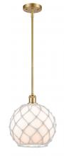  516-1S-SG-G121-10RW - Farmhouse Rope - 1 Light - 10 inch - Satin Gold - Mini Pendant