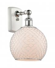  516-1W-WPC-G121-8CSN - Farmhouse Chicken Wire - 1 Light - 8 inch - White Polished Chrome - Sconce