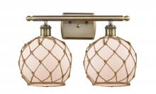  516-2W-AB-G121-8RB - Farmhouse Rope - 2 Light - 18 inch - Antique Brass - Bath Vanity Light