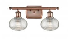  516-2W-AC-G555-6CL - Ithaca - 2 Light - 16 inch - Antique Copper - Bath Vanity Light