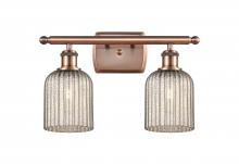  516-2W-AC-G559-5ME - Bridal Veil - 2 Light - 15 inch - Antique Copper - Bath Vanity Light