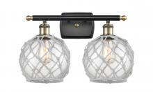  516-2W-BAB-G122-8RW - Farmhouse Rope - 2 Light - 18 inch - Black Antique Brass - Bath Vanity Light