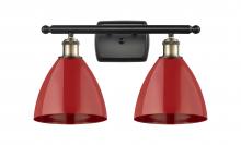  516-2W-BAB-MBD-75-RD - Plymouth - 2 Light - 18 inch - Black Antique Brass - Bath Vanity Light