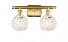  516-2W-SG-G1216-6WM - White Mouchette - 2 Light - 16 inch - Satin Gold - Bath Vanity Light