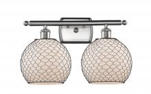  516-2W-SN-G121-8CBK - Farmhouse Chicken Wire - 2 Light - 18 inch - Brushed Satin Nickel - Bath Vanity Light