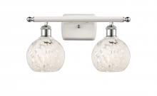  516-2W-WPC-G1216-6WM - White Mouchette - 2 Light - 16 inch - White Polished Chrome - Bath Vanity Light