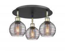  516-3C-BAB-G1213-6SM - Athens Deco Swirl - 3 Light - 18 inch - Black Antique Brass - Flush Mount