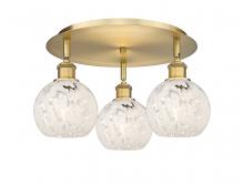  516-3C-BB-G1216-6WM - White Mouchette - 3 Light - 18 inch - Brushed Brass - Flush Mount