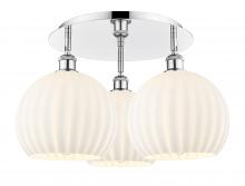  516-3C-PC-G1217-10WV - White Venetian - 3 Light - 22 inch - Polished Chrome - Flush Mount