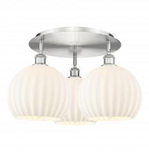  516-3C-SN-G1217-10WV - White Venetian - 3 Light - 22 inch - Satin Nickel - Flush Mount