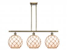  516-3I-AB-G121-10RB - Farmhouse Rope - 3 Light - 37 inch - Antique Brass - Cord hung - Island Light