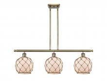  516-3I-AB-G121-8RB - Farmhouse Rope - 3 Light - 36 inch - Antique Brass - Cord hung - Island Light