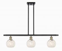  516-3I-BAB-G1216-6WM - White Mouchette - 3 Light - 36 inch - Black Antique Brass - Stem Hung - Island Light