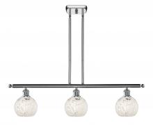  516-3I-PC-G1216-6WM - White Mouchette - 3 Light - 36 inch - Polished Chrome - Stem Hung - Island Light