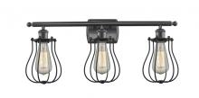  516-3W-BK-CE513-BK - Muselet - 3 Light - 26 inch - Matte Black - Bath Vanity Light