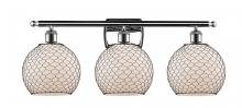  516-3W-PC-G121-8CBK - Farmhouse Chicken Wire - 3 Light - 28 inch - Polished Chrome - Bath Vanity Light