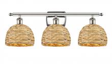  516-3W-PN-RBD-8-NAT - Woven Rattan - 3 Light - 28 inch - Polished Nickel - Bath Vanity Light