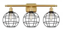  516-3W-SG-CE-8-BK - Lake Placid - 3 Light - 28 inch - Satin Gold - Bath Vanity Light