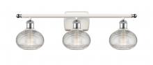  516-3W-WPC-G555-6CL - Ithaca - 3 Light - 26 inch - White Polished Chrome - Bath Vanity Light