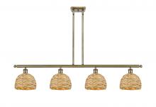  516-4I-AB-RBD-8-NAT - Woven Rattan - 4 Light - 48 inch - Antique Brass - Multi Pendant