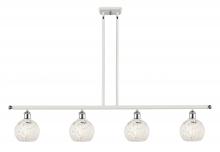  516-4I-WPC-G1216-6WM - White Mouchette - 4 Light - 48 inch - White Polished Chrome - Stem Hung - Island Light