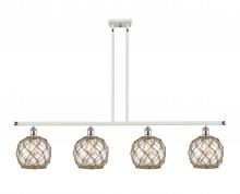  516-4I-WPC-G122-8RB - Farmhouse Rope - 4 Light - 48 inch - White Polished Chrome - Cord hung - Island Light