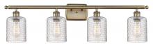  516-4W-AB-G112C-5CL - Cobbleskill - 4 Light - 35 inch - Antique Brass - Bath Vanity Light