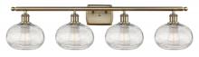  516-4W-AB-G555-8CL - Ithaca - 4 Light - 38 inch - Antique Brass - Bath Vanity Light