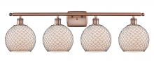  516-4W-AC-G121-8CBK - Farmhouse Chicken Wire - 4 Light - 38 inch - Antique Copper - Bath Vanity Light