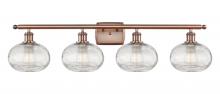  516-4W-AC-G555-8CL - Ithaca - 4 Light - 38 inch - Antique Copper - Bath Vanity Light